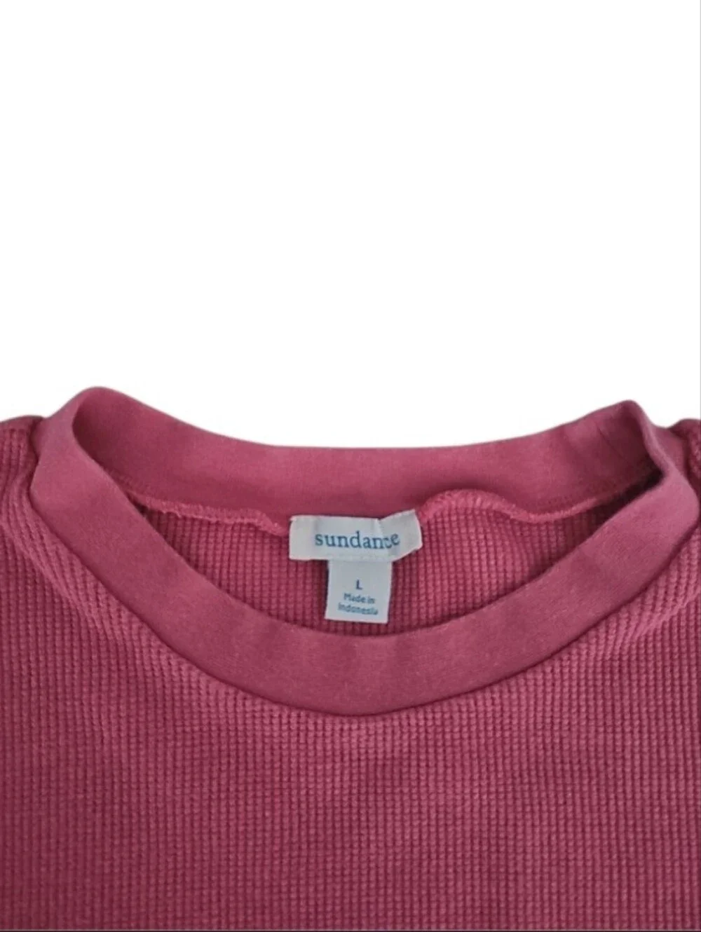Sundance Cotton Waffle Knit Top Women L Rose Pink Snap Cuff Long Sleeve Shirt